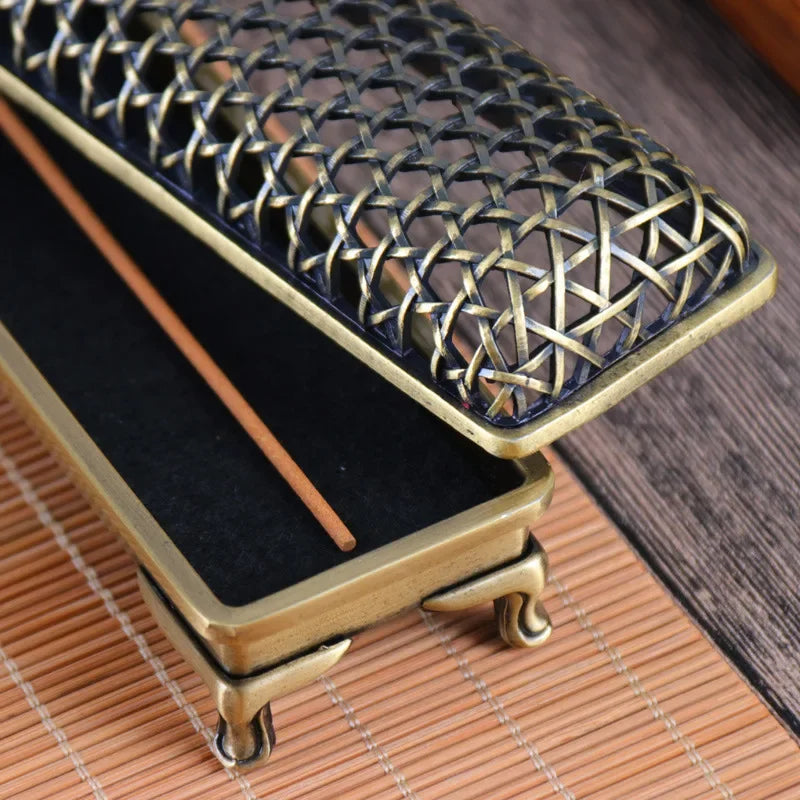 YXY Chinese Style Woven Hollow Incense Burner Metal for Sandalwood OUD 21cm Incense Sticks Holder Zen Home Decor Line Stick Base