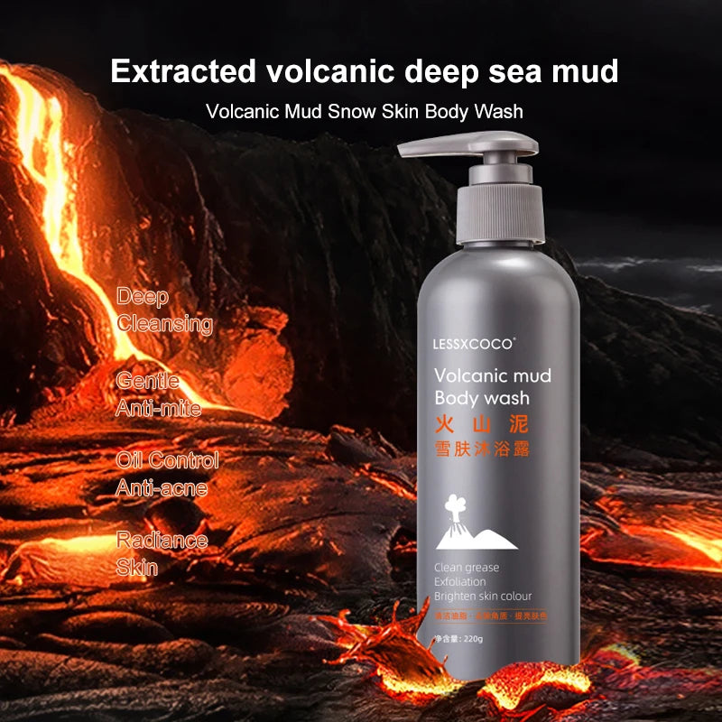 Volcanic Mud Body Wash Whitening Deep Clean Oil Control Moisturizing Acne Remover Mite Remover 220ml Viralgem Store
