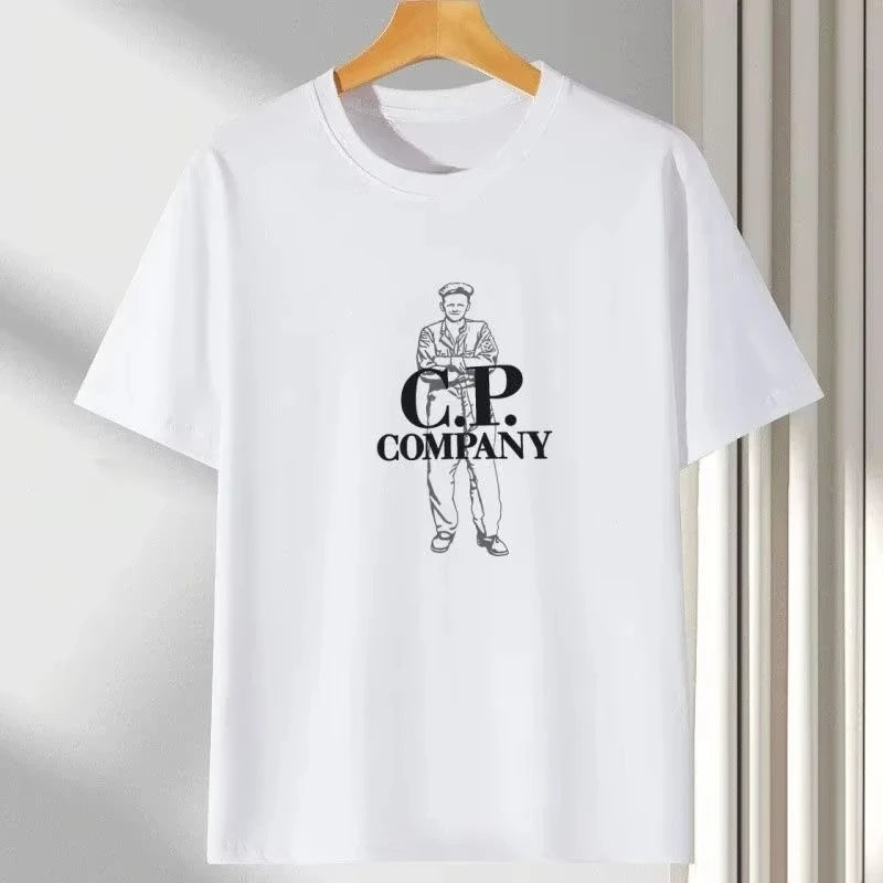 2025 New Short-sleeved T-shirt Summer New European and American CP Letter Casual Loose Round Neck Half-sleeved T-shirt Fashion