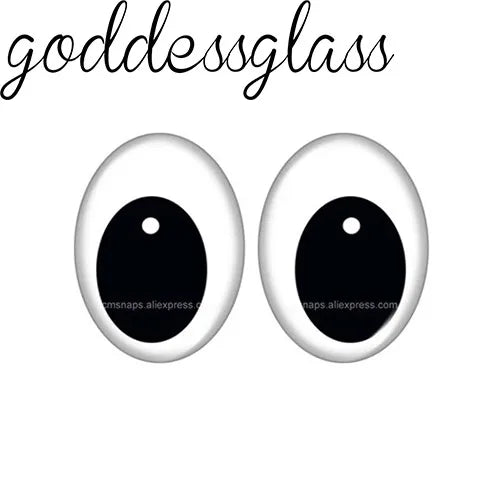 5pairs Cartoon Doll crystal Eye Black pupils hearts 10x14mm/13x18mm Oval photo glass cabochon demo flat back Making findings