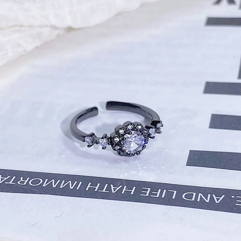 2025 Dark Gothic Irregular Zircon Adjustable Unisex Ring