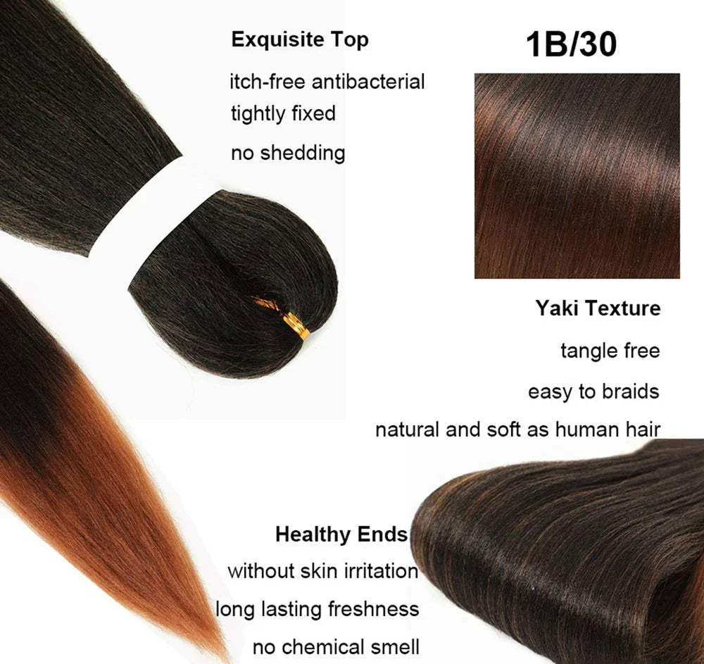 Synthetic Fiber Braiding Hair Ombre Braiding Hair For Women Easy Braid Wholesale 1B# 99j 27# 30# 1B/27 Pre-stretched Braids Viralgem Store