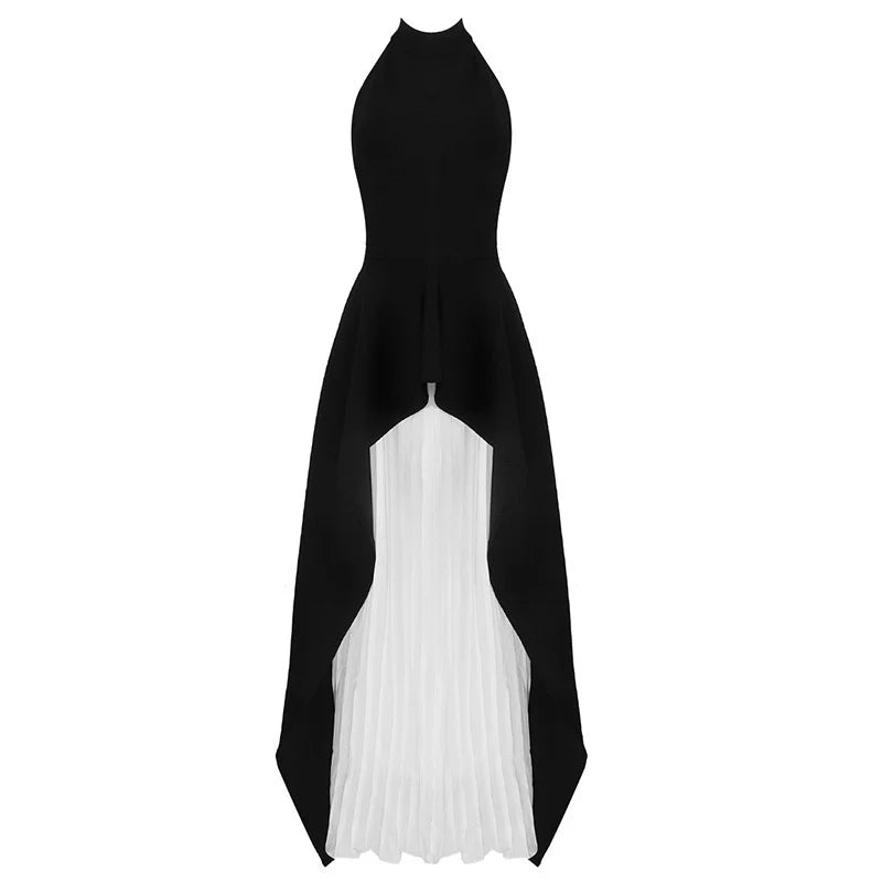 TWOTWINSTYLE Sexy Two Piece Set Women Halter Sleeveless Open Back Top High Waist Pleated Maxi Skirt Slim Women's Suit Summer New