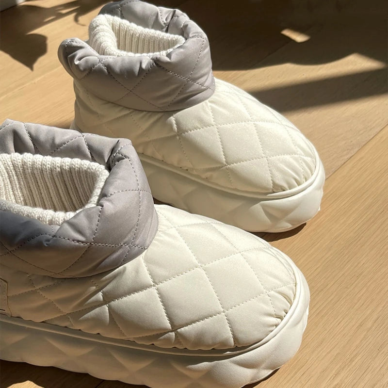 Winter Soft Women's Snow Boots Warm Snow Boots Thick Sole Bare Boots Mesh Red Couples Warm and Comfortable Winter Shoes Snow