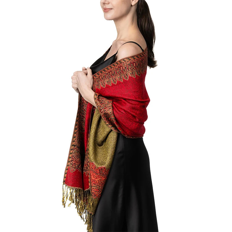 Tassel Blanket Design Thick Pashmina New Winter Warm Shawl Wrap Cashmere Scarf Women Neckerchief Poncho Stoles 2024