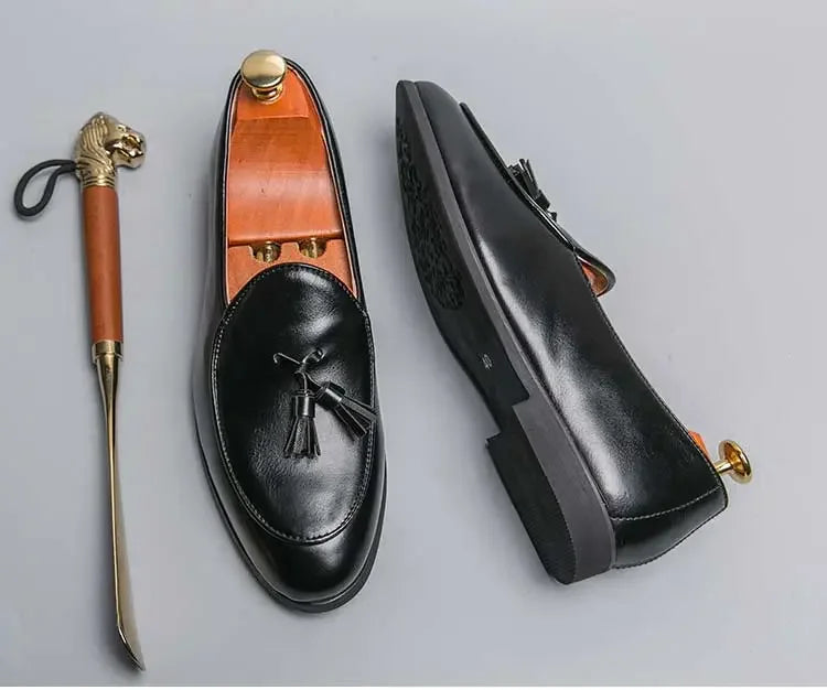 2023 New Classic Men Business Shoes British Breathable Simple Tassel Leather Shoes Style Casual Dress Shoes Mens Size 38-46 Viralgem Store