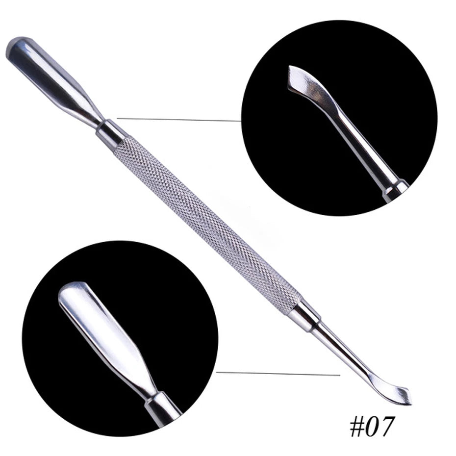 1pcs Double-ended Stainless Steel Nail Cuticle Pusher Tweezer For Dead Skin UV Gel Polish Remove Pedicure Manicure Tool LY01-16