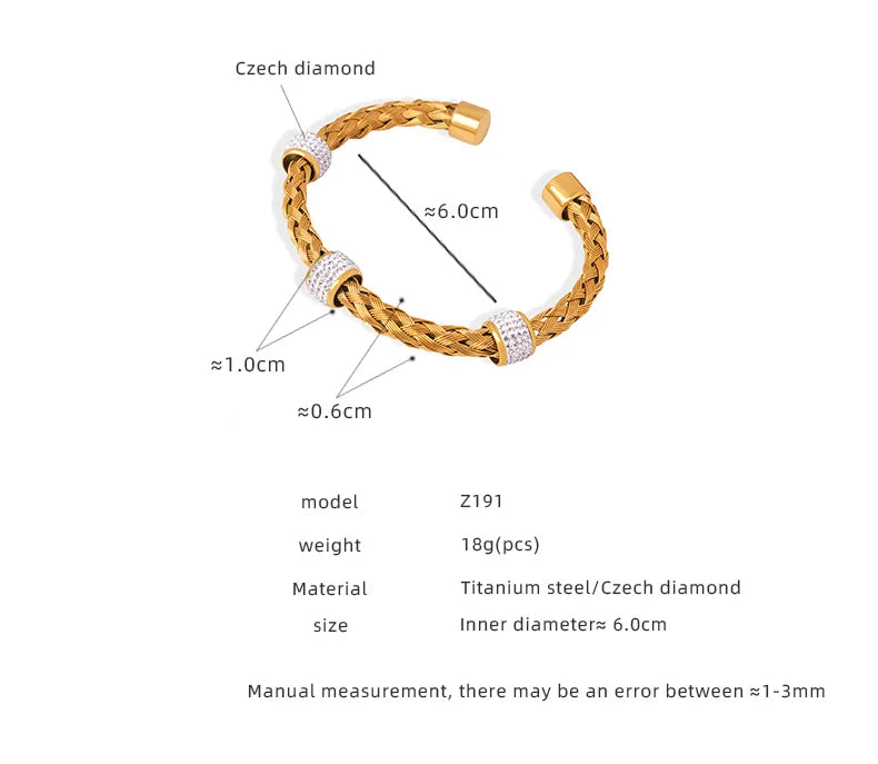 Woven 316L Stainless Steel Bracelet For Women Gold Plated High-end No Tarnish Women's Hand Bracelets Cuff Bangle Woman Jewelry