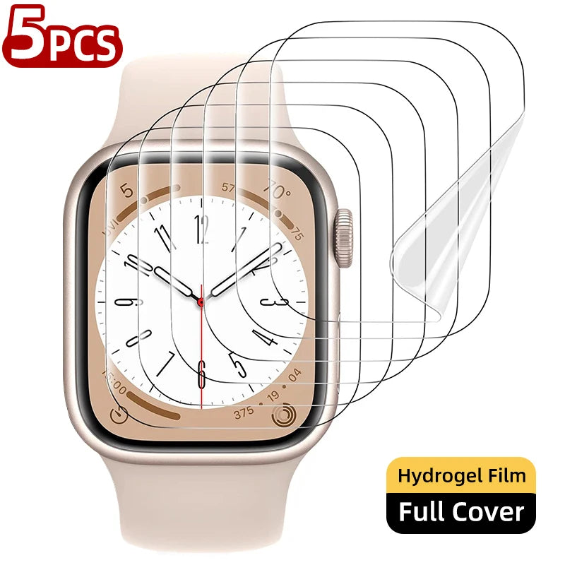 5PCS Protective Film for Apple Watch Screen Protector 42mm 40mm 38mm 49mm Series 9 8 7 6 5 Se Ultra 2 Accessories 44mm 45mm 41mm