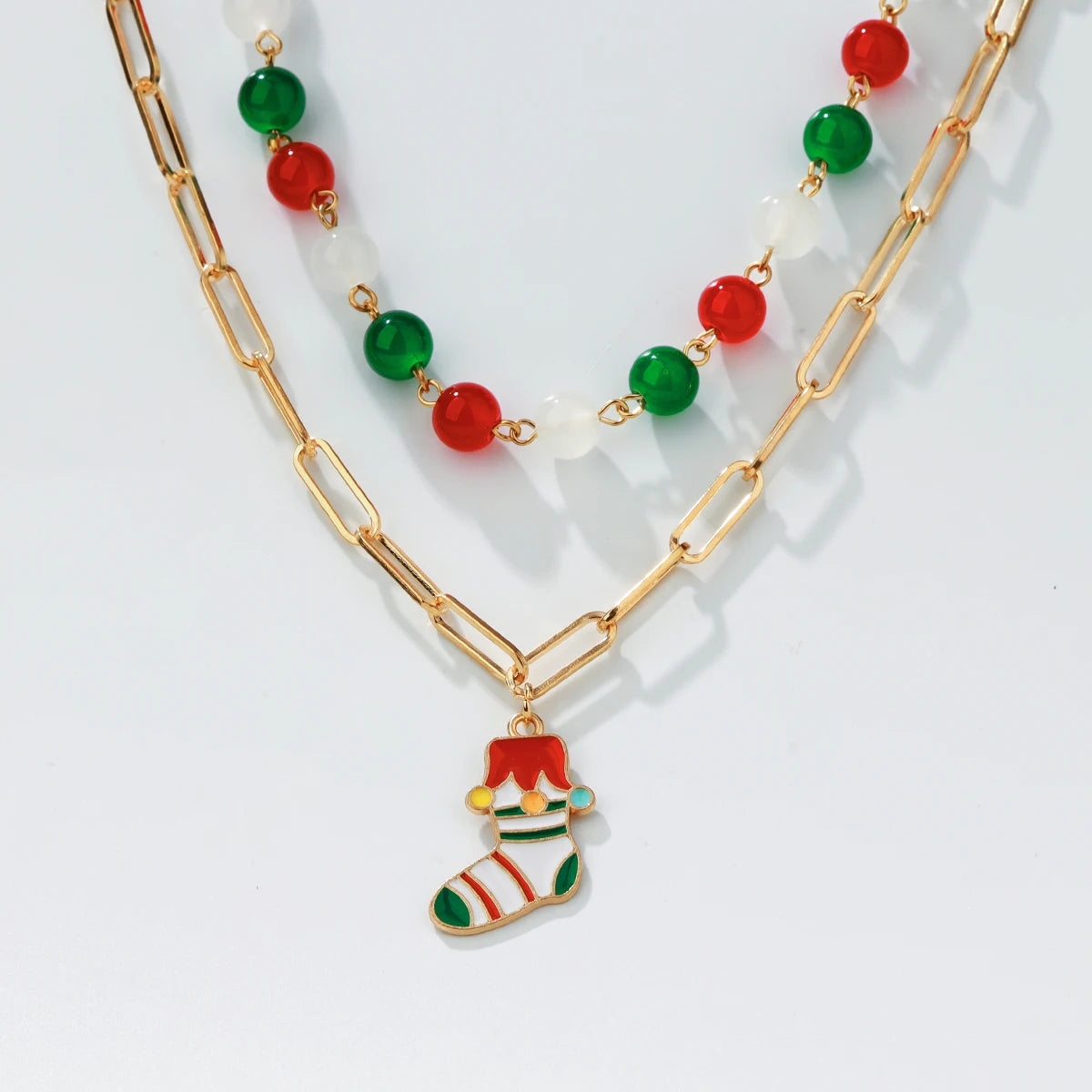 2 - Piece New Cross - Border Necklace and Bracelet Set with Sock - shaped Gifts Beaded Metal Chains(color random) Viralgem Store