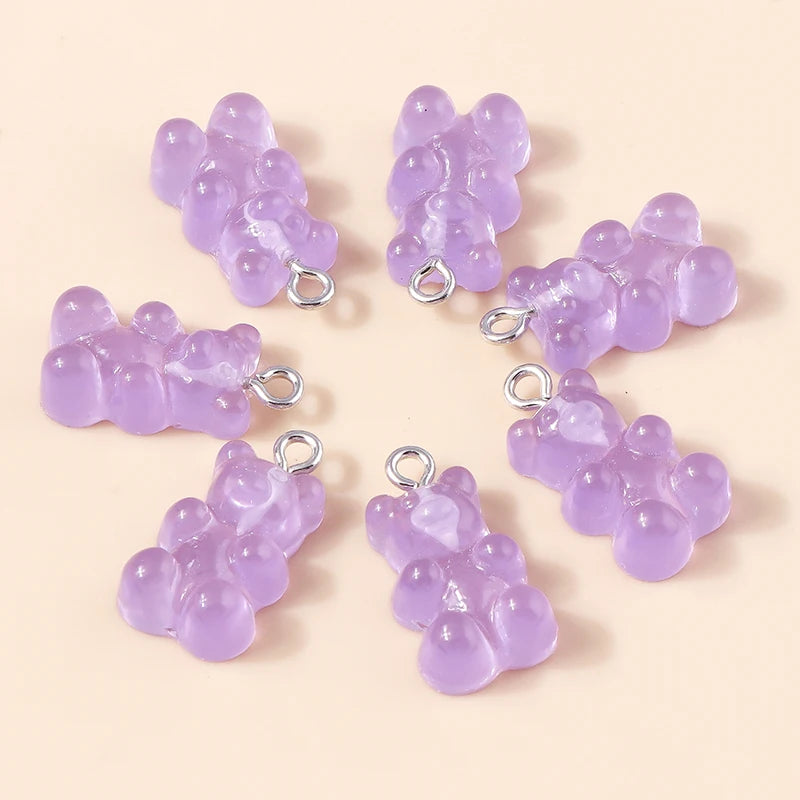 30colors 10pcs 22X11mm Candy Color Gummy Mini Bear Charms for Making Cute Earrings Pendant Necklace DIY Creative Jewelry Finding
