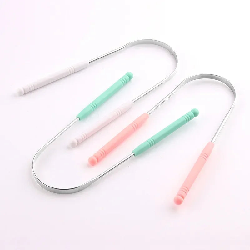1PC Stainless Steel Tongue Scraper Cleaner Fresh Breath Cleaning Coated Tongue Toothbrush Oral Hygiene Care Tools Viralgem Store