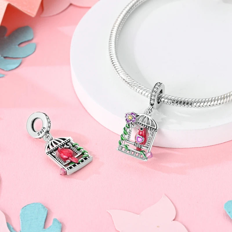 100% 925 Silver Parrot Hummingbird Owl Birds Fashion Design Charms Beads 3mm DIY Fine Jewelry Gifts Making Viralgem Store