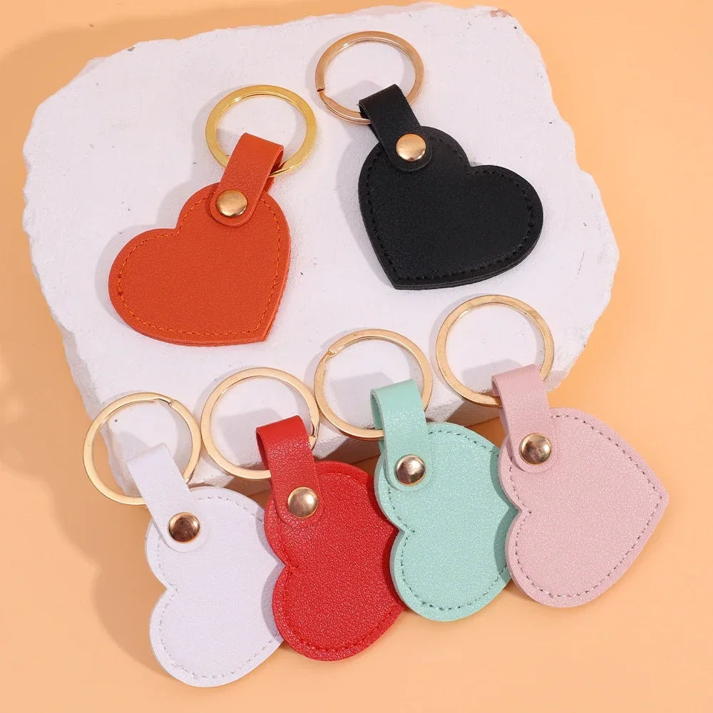 2024 Charm Leather Heart Key Chain Fashion Leather Heart Shape Keychain Women Car Key Holder Home Key Ring Bag Car Pendant Gift Viralgem Store