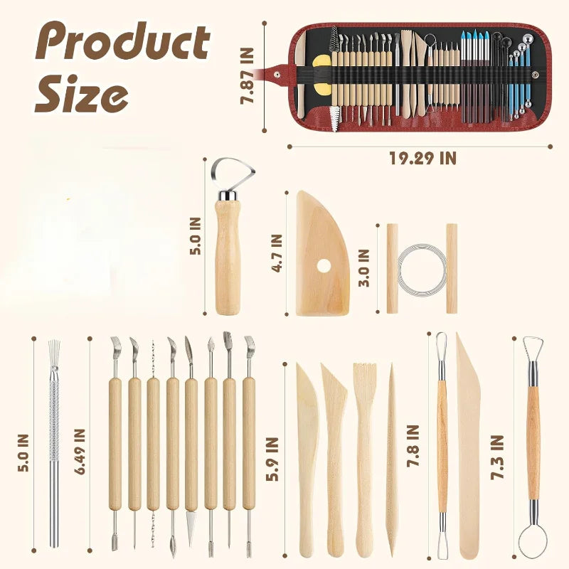 41PCS Pottery Tools for Sculpting, Clay Tool Kit for Carving, Ceramic Tool for Modeling, Ceramics Tools Kits for Pottery Kiln