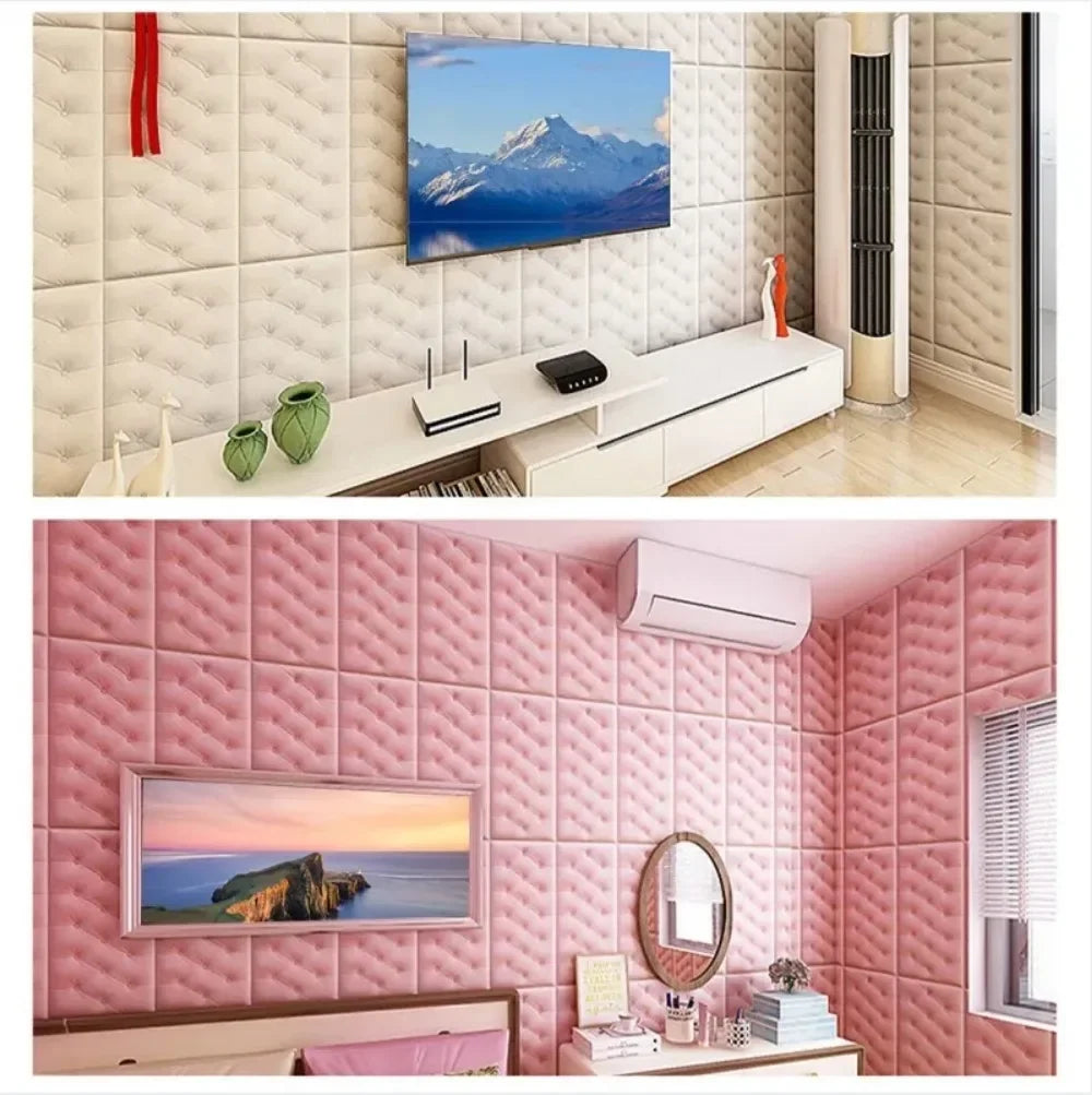 3-6pc/Set Self Adhesive Tile Wall Sticker Home Decor 3D PVC sticker Covers For Kitchen Cupboard Bathroom Waterproof Wallpaper
