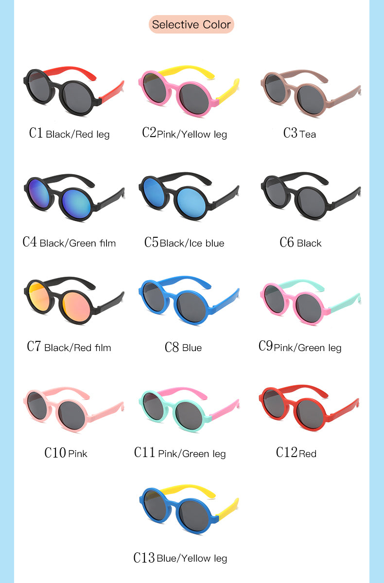 2023 New Cute Round Frame Children's Sunglasses Baby Safe Soft UV Resistant Sunglasses Trend Eyewear for Boys and Girls