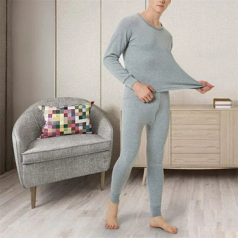Winter Men Thermal Underwear Sets Thermal Long Pants Legging Homme Sexy Plus Velvet Pajamas Set Casual Thickened Men Underwear