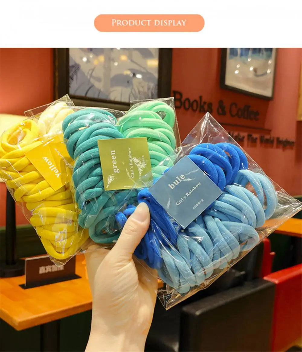 10Pcs Gradient Elastic Rubber Bands Baby Seamless Candy Colored Children Scrunchie Girls Braided Hair Rings Hair Accessories