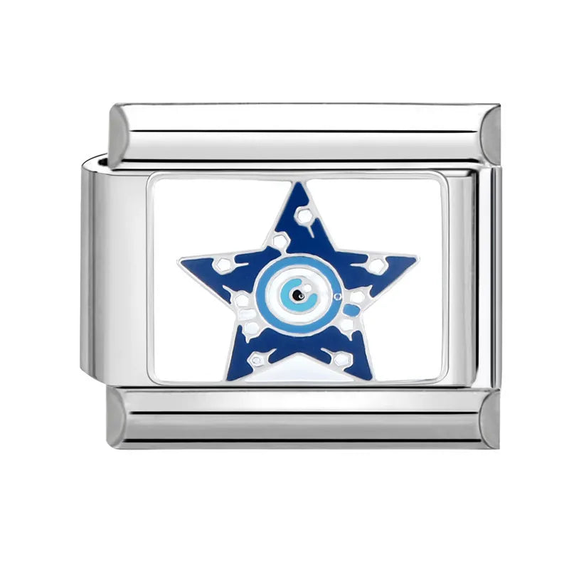 Vintage Amulet Devil Eyes Pyramid Love Heart Beads fit 9mm Italian Charm Links Bracelet Stainless Steel DIY Jewelry Making Gifts Viralgem Store