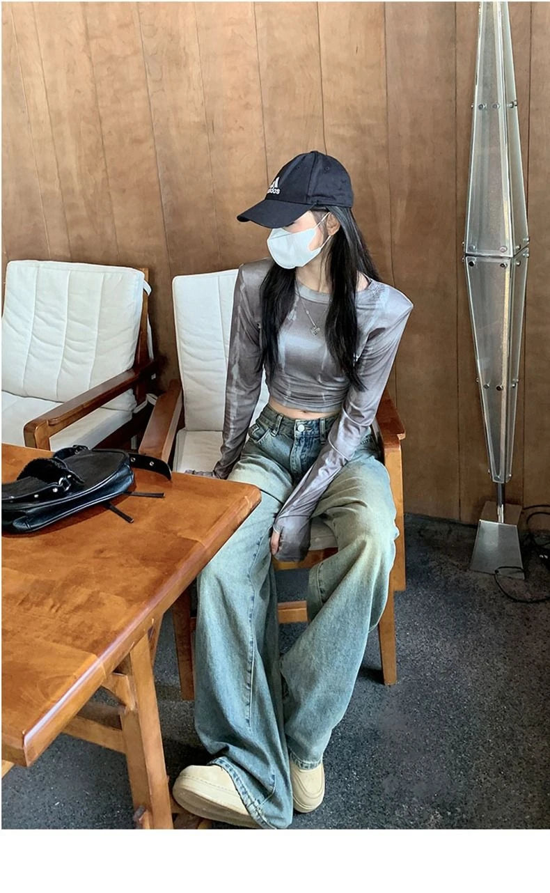 Stay Comfortable and Fashionable With Deeptown Y2k Baggy Wide Leg Jeans - A Must-Have for Casual Wear