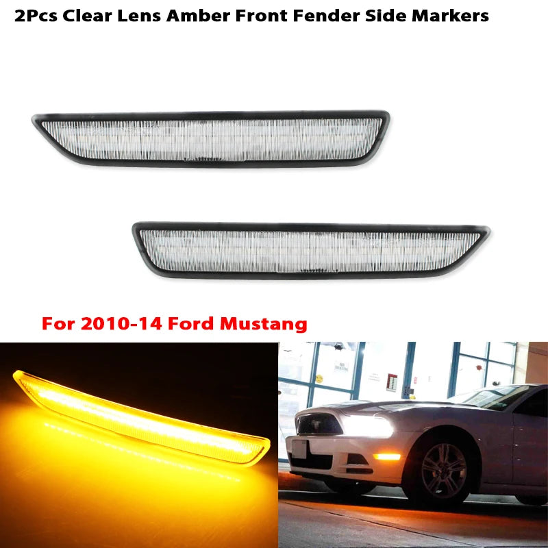 2pcs Car Front Rear Bumper Side Marker Light White For Ford Mustang Base GT Shelby GT500 Boss 302 2010 2011 2012 2013 2014