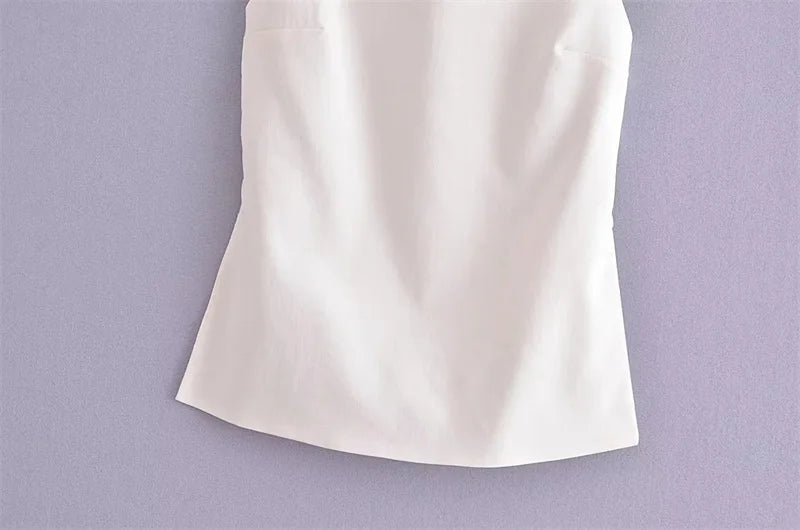 TRAF White Crop Top Woman 2024 Black Sleeveless Backless Top With Straps Sexy Tops Woman Party Summer Women's Evening Top Viralgem Store