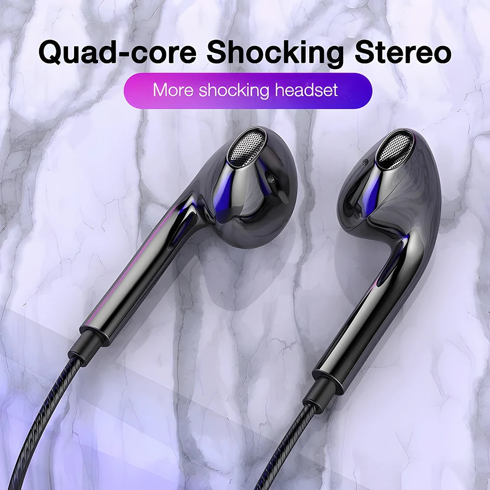 Type C Wired Earphones In Ear Headset Game 3.5mm Wired Headphones with Microphone Bass Stereo Earbuds In-line Control For Phones Viralgem Store