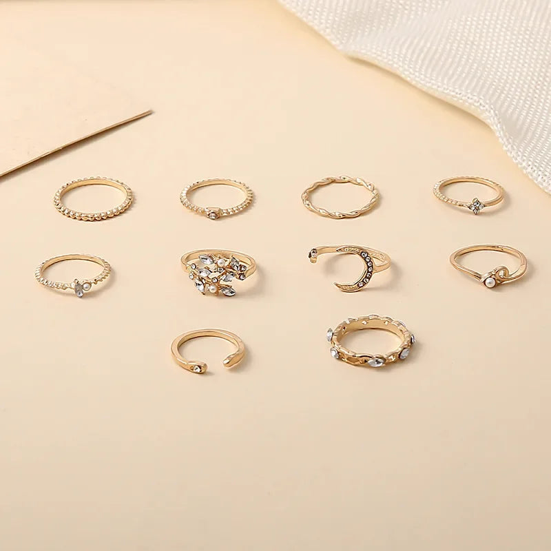 10PCS Set Fashion Rings for Women Vintage Gold Plated Finger Ring Party Jewelry Viralgem Store