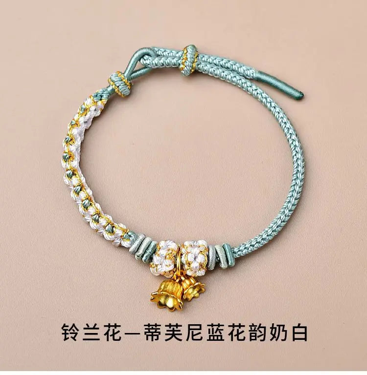 Suzuki Orchid Hand Rope Couple Bracelet Handmade Braided Small Peach Blossom Semi-finished Product String Beads for Girlfriend Viralgem Store