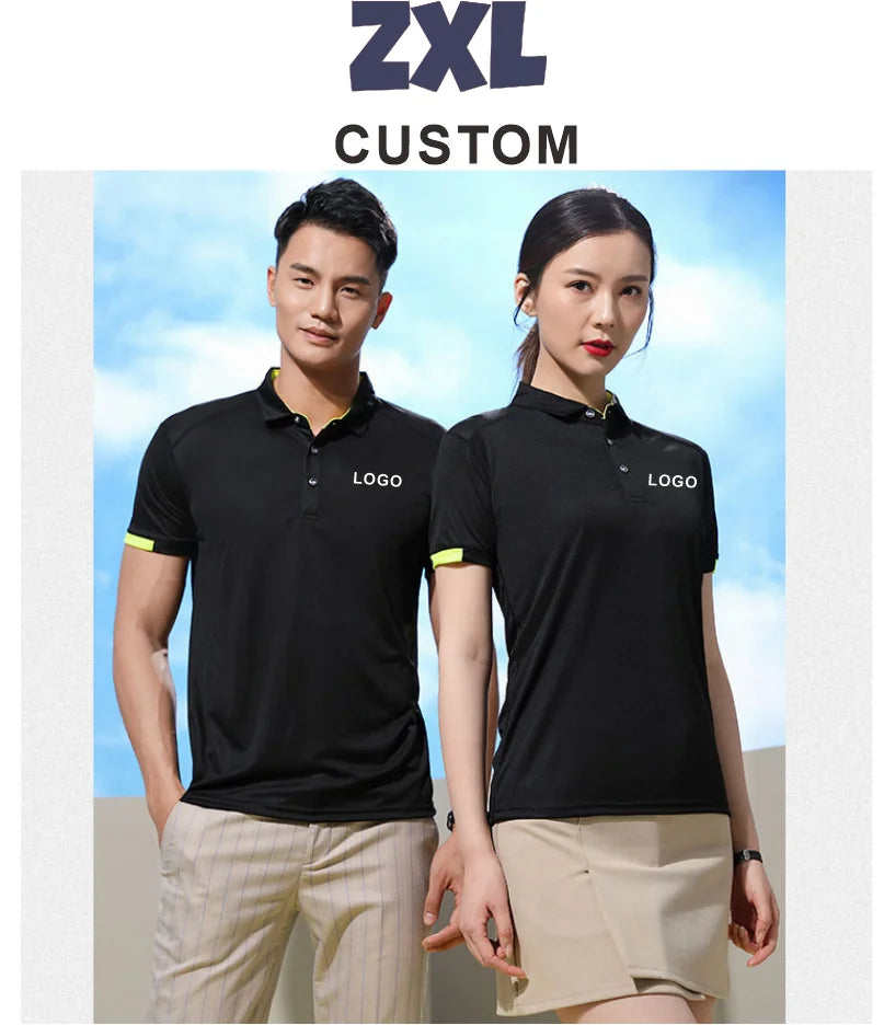 2023 Quick-drying Sports Polo Shirt Custom Design Company Brand Logo/Print Embroidery Breathable Lapel Short Sleeve Tops S-4XL