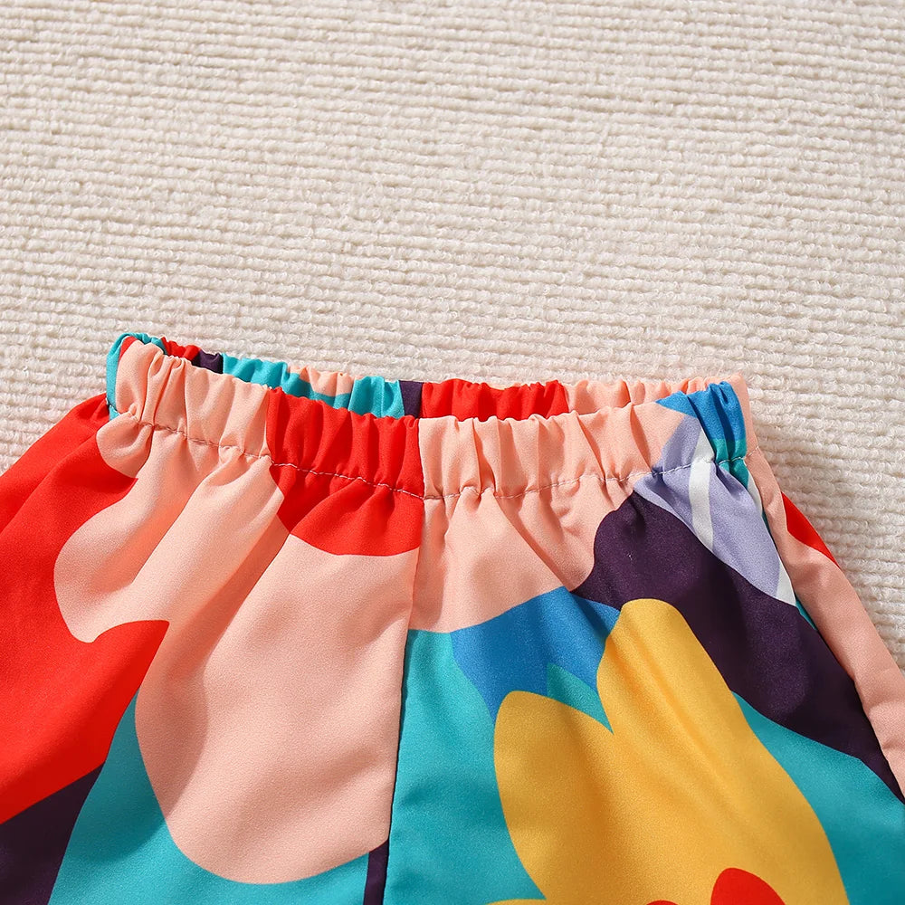 2PCS Summer New Girl Flower Strap Top+Shorts Two Piece Set Suitable for 0-3 Year Old Babies Viralgem Store