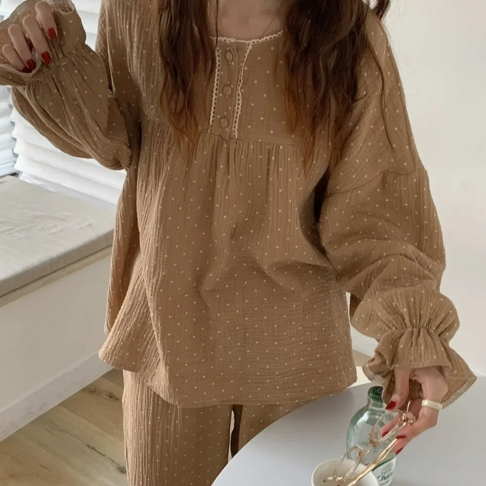 Women's New Pajamas Homewear Suit Spring and Fall Korean Version of the Long-Sleeved Long Pants Thin Section Loose Homewear Suit Viralgem Store