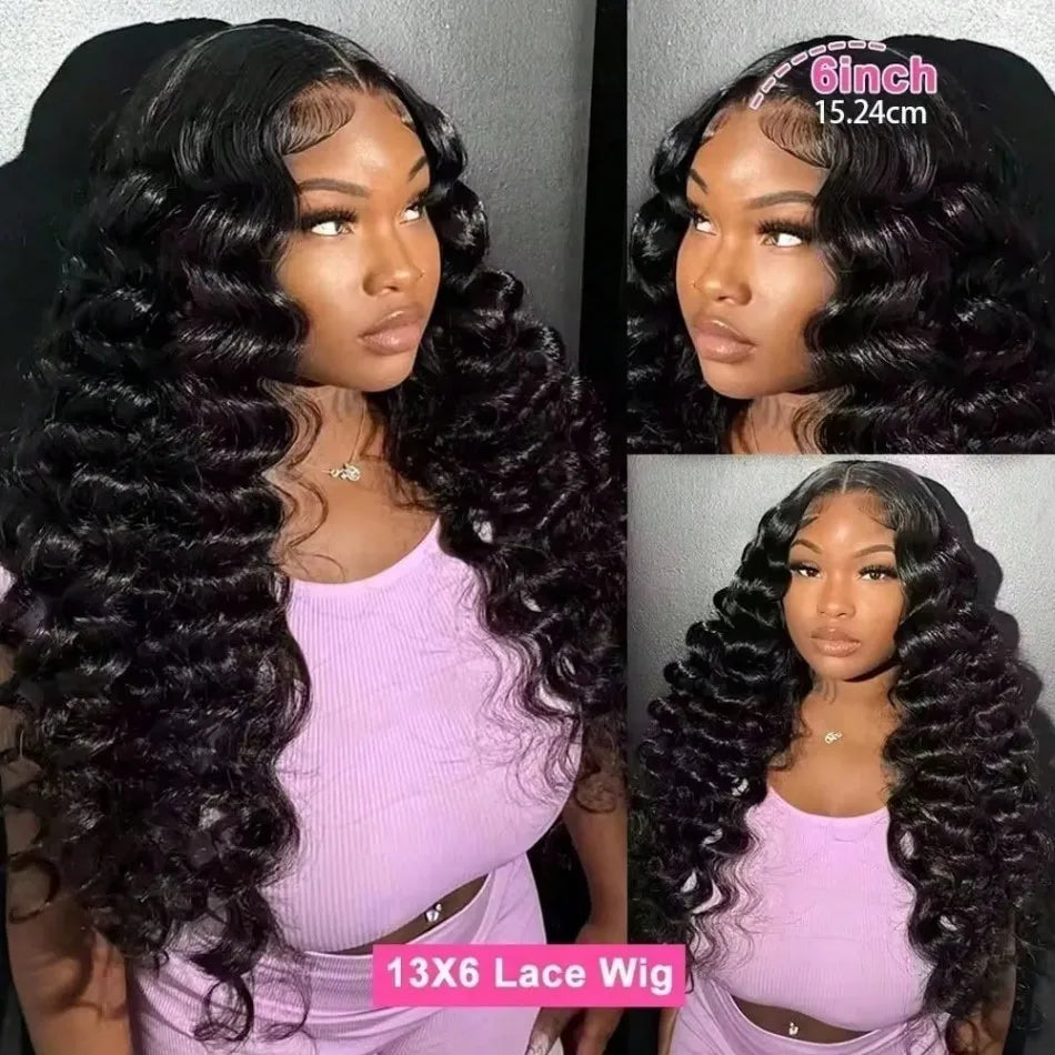 250 Density Curly deep wave 13x6 hd lace front human hair wig 40 Inch Brazilian Body Wave 13x4 Breathable Human Hair Wigs Women Viralgem Store