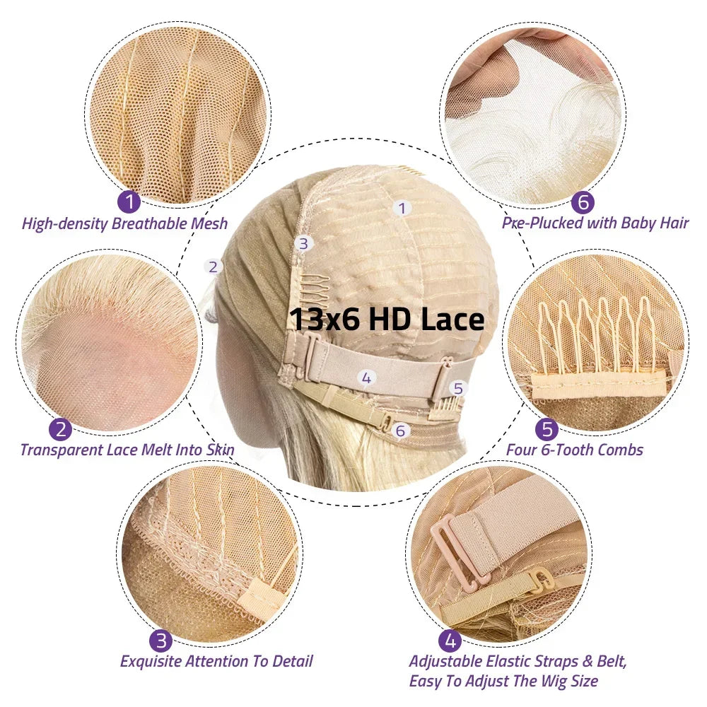 613 Blonde Body Wave 13x6 HD Lace Frontal 100 Human Hair Wigs 30 36 Inch Honey Colored Lace Closure Front Wig for Black Women