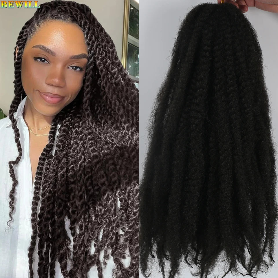 18 Inch 1-6 Packs Marley Twist Crochet Hair Black Brown to Blonde Synthetic Afro Marley Ombre Braiding Hair for Faux Locs Braids