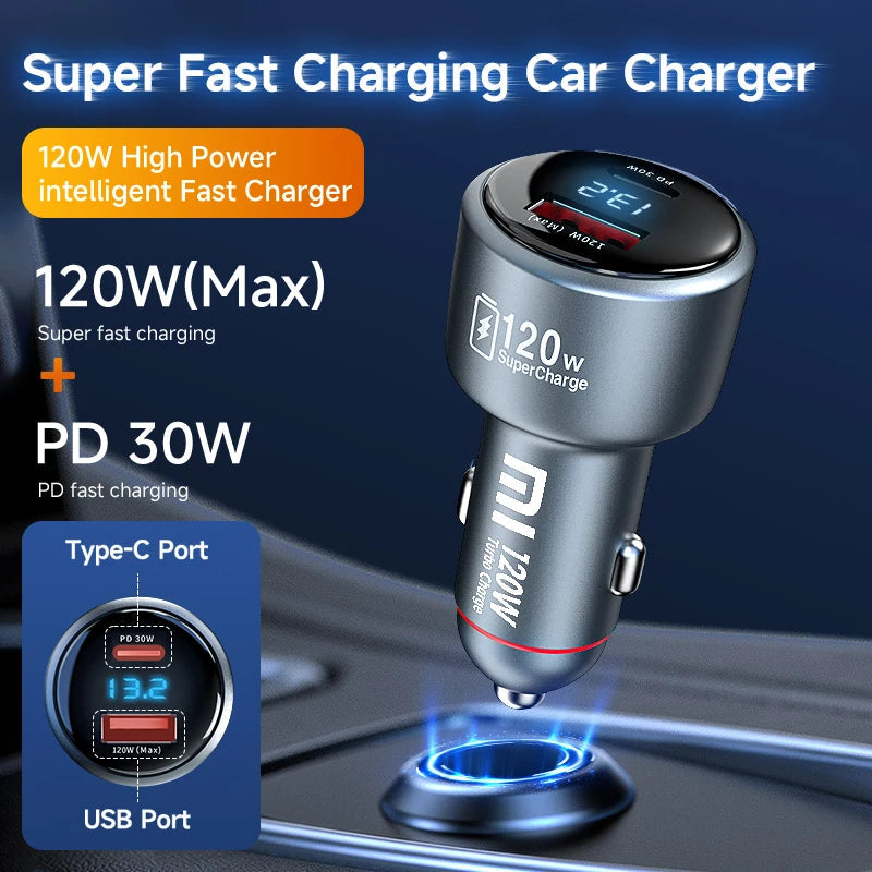 120W Xiaomi USB Type C Car Charger 67W 6A Turbo Fast Charging Adapter For Mi 14 13 13T 12 Pro Redmi Note K60 IPhone 16 15 Charge Viralgem Store