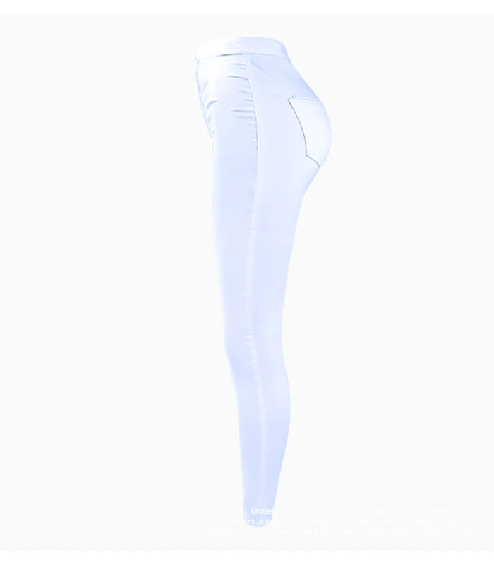 1888 Youaxon Summer Women`s High Waist White Basic Fashion Stretch Skinny Denim Pants Trousers Jeans For Women Free Shipping
