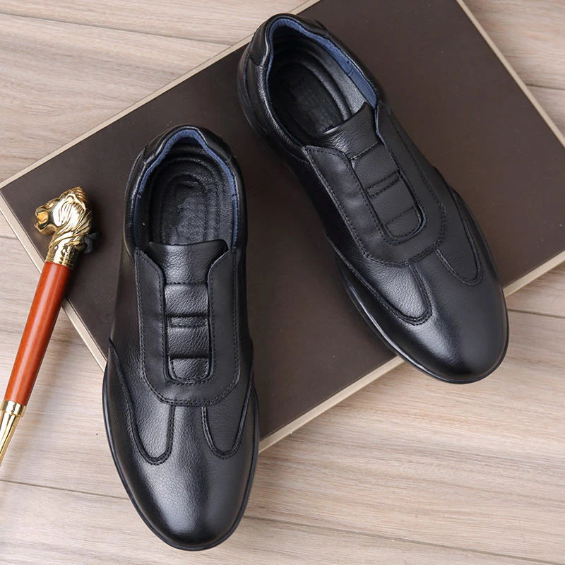 Trendy Genuine Leather Shoes Men Lightweight Luxury Bean Shoe Elegant Business Flat Boat Lazy Loafers Walking Driving Size 37 45 Viralgem Store