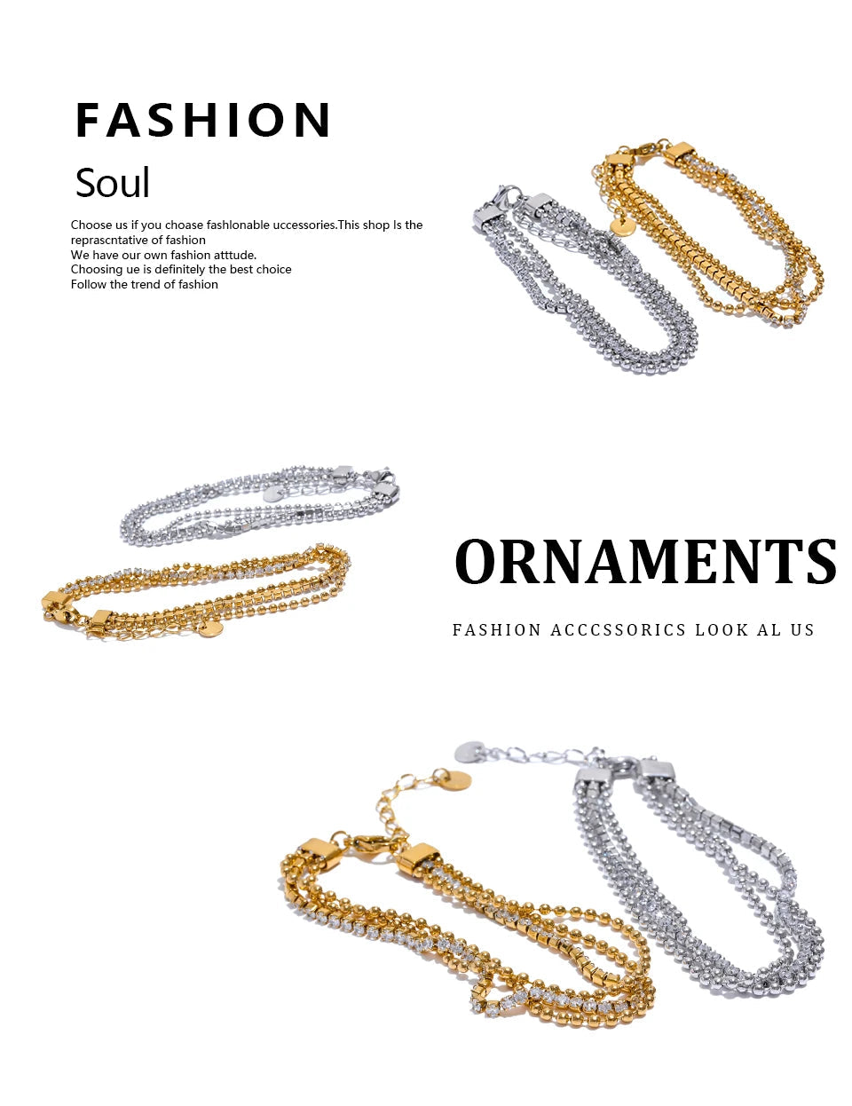 Yhpup Trendy Stainless Steel Cubic Zirconia Chain Layered Bracelet Bangle for Women High Quality Fashion Jewelry Bijoux Gift Viralgem Store