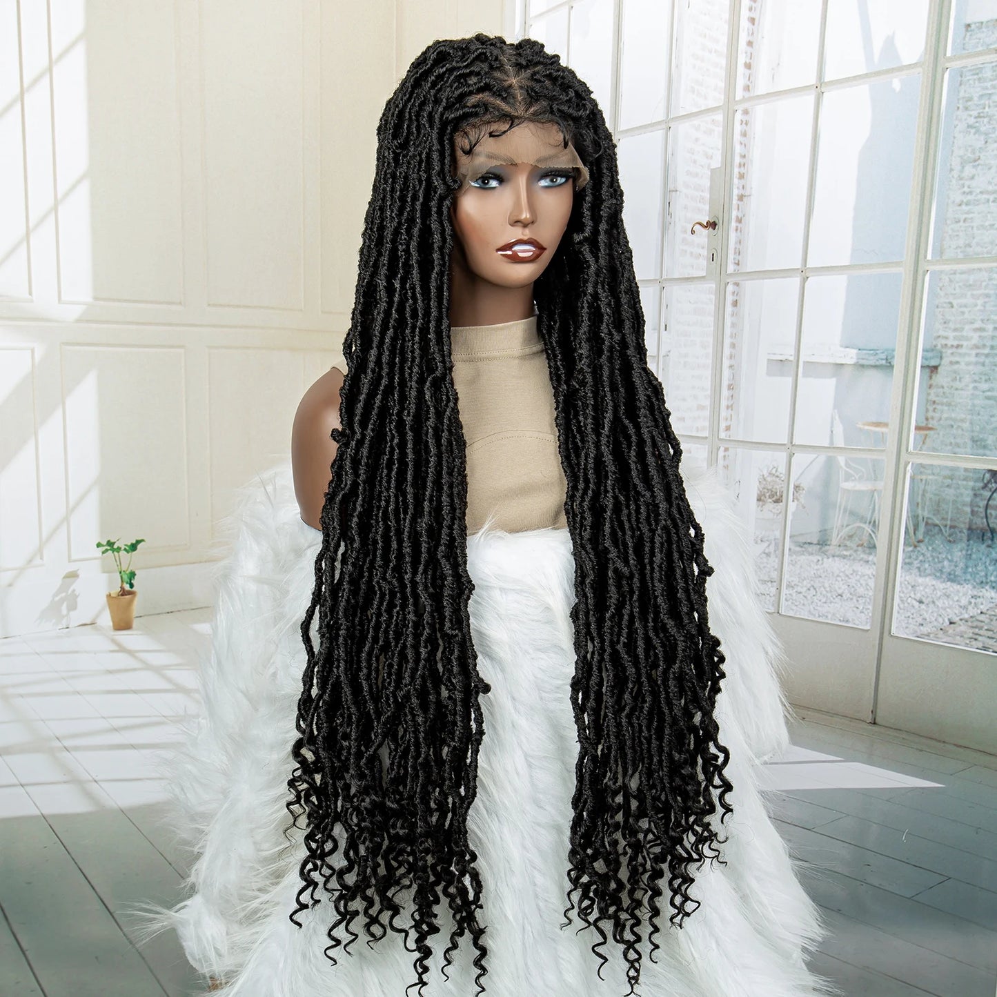 Synthetic Dreadlock Braided Wigs with Baby Hair Full Lace Braids Wigs Knotless Wigs Lace Wigs for Women Twisted Braids Wig