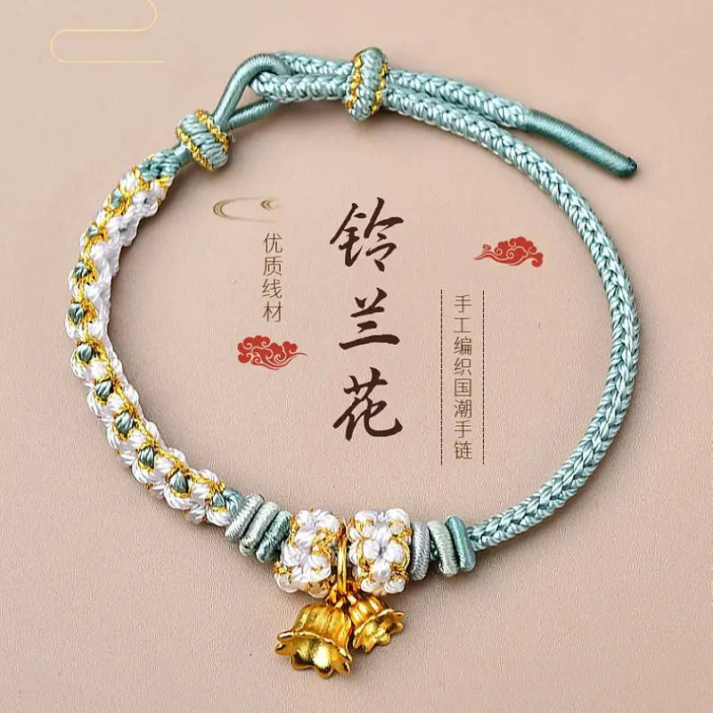Suzuki Orchid Hand Rope Couple Bracelet Handmade Braided Small Peach Blossom Semi-finished Product String Beads for Girlfriend Viralgem Store