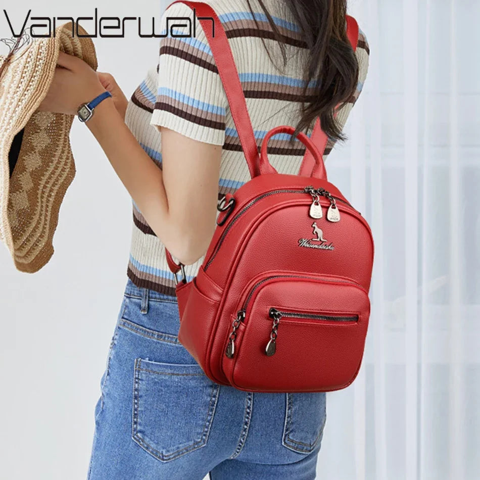 Women Travel Backpack for Teenager Girl 2024 Soft Leather Female Fashion 3 In 1 Bagpacks Large Capacity Ladies Mochilas Feminina Viralgem Store