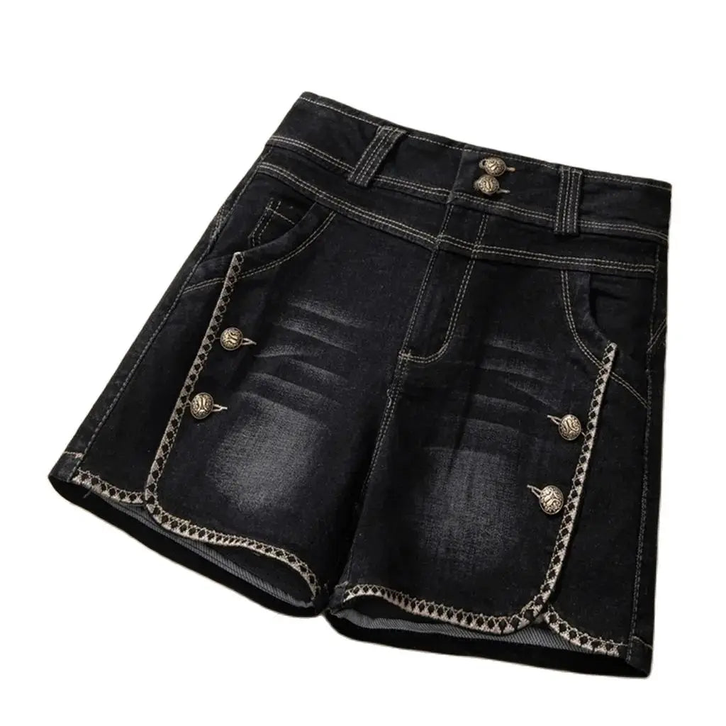Stretch Denim Shorts Women's New Summer Thin Korean High Waist Straight Tube A-line Hot Pants Black Blue Casual Female Shorts Viralgem Store