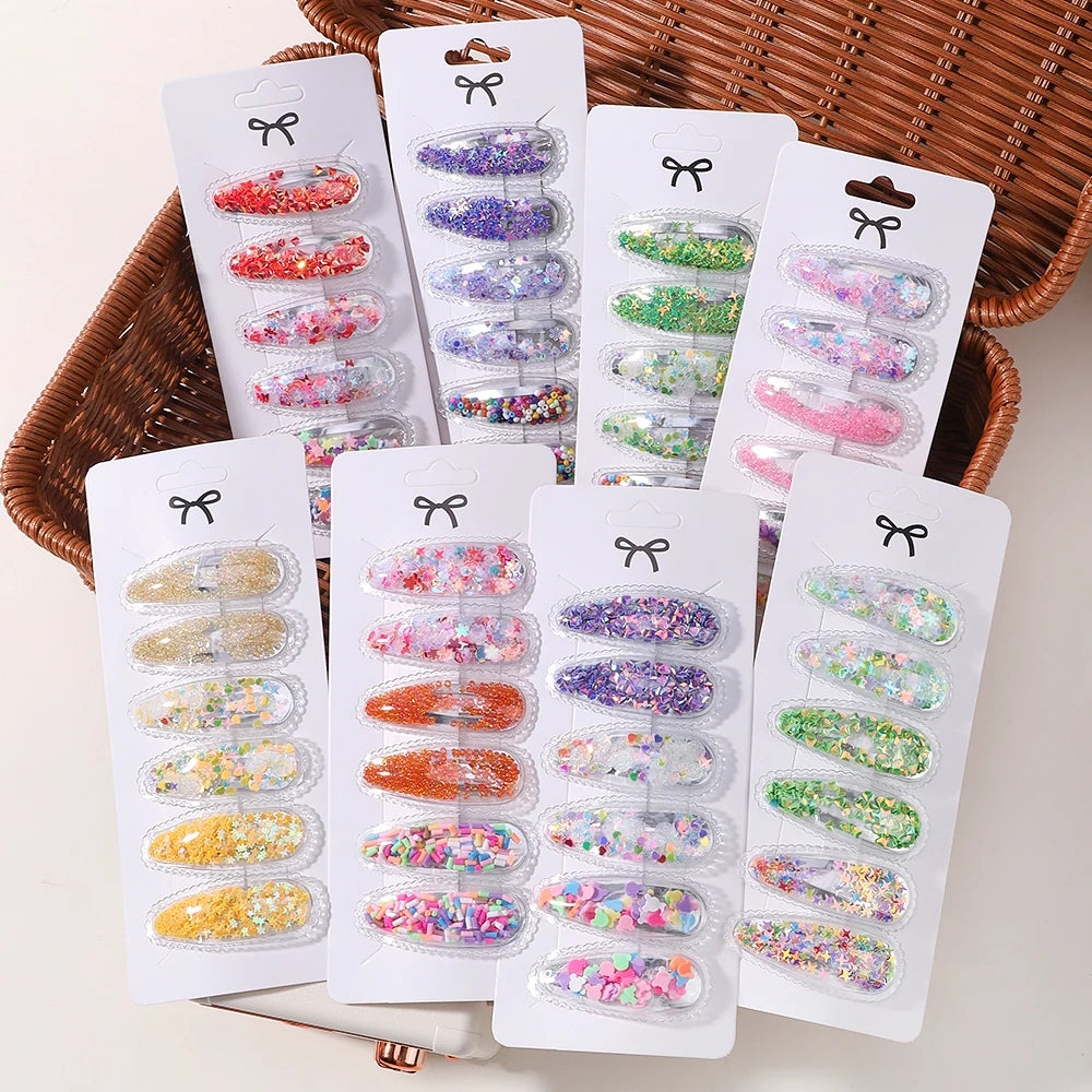 3/6pcs Children's Cartoon Hair Clip Set Rabbit Crown Flow Sofa Clip Sequin Butterfly Hairgripes Lovely Girls Hairpins Headwear