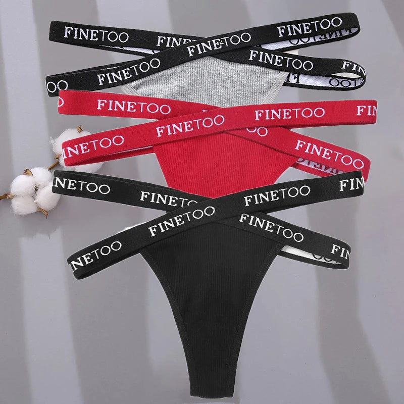 3PCS/Set Cross Strap G-String Cotton Panties Women Sexy High Waist Women's Panties FINETOO Letter Waisted Panty Lingerie M-XL