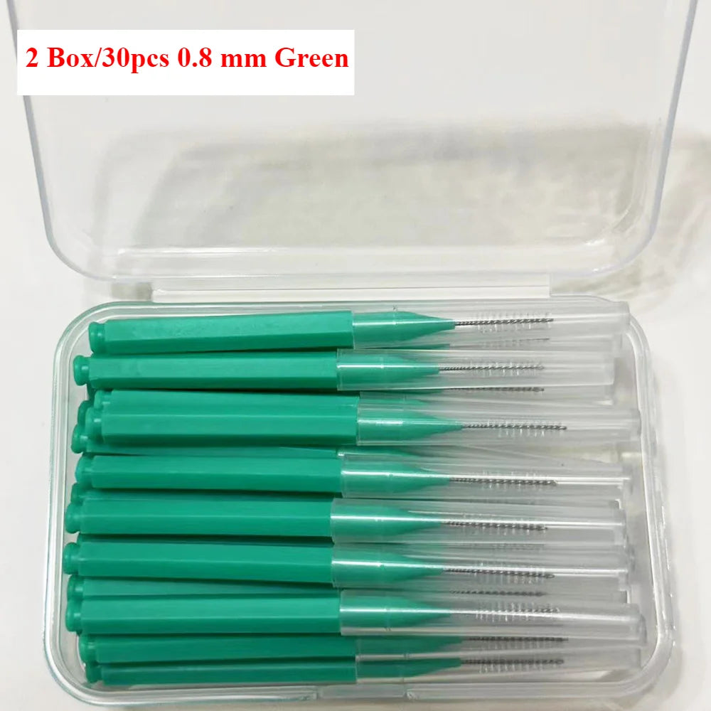 30pcsInterdental Brushes Dental Brush Between Teeth For Dental Orthodontic Clean Between Teeth Cleaning Tools Soft Micro Brushes
