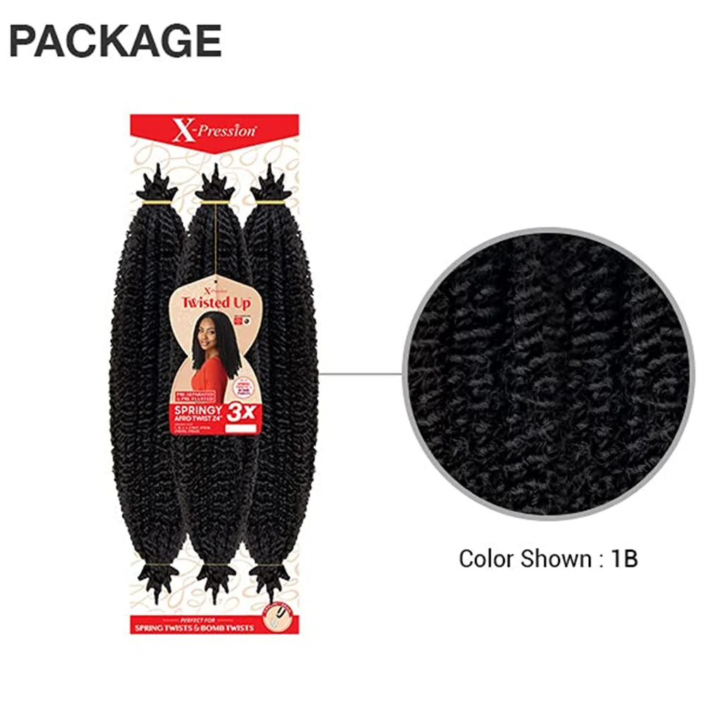 24inch Synthetic Marley Braiding Hair Outre Crochet Braids X-Pression  Springy Afro Pre-separated Braiding Hair For Black Women