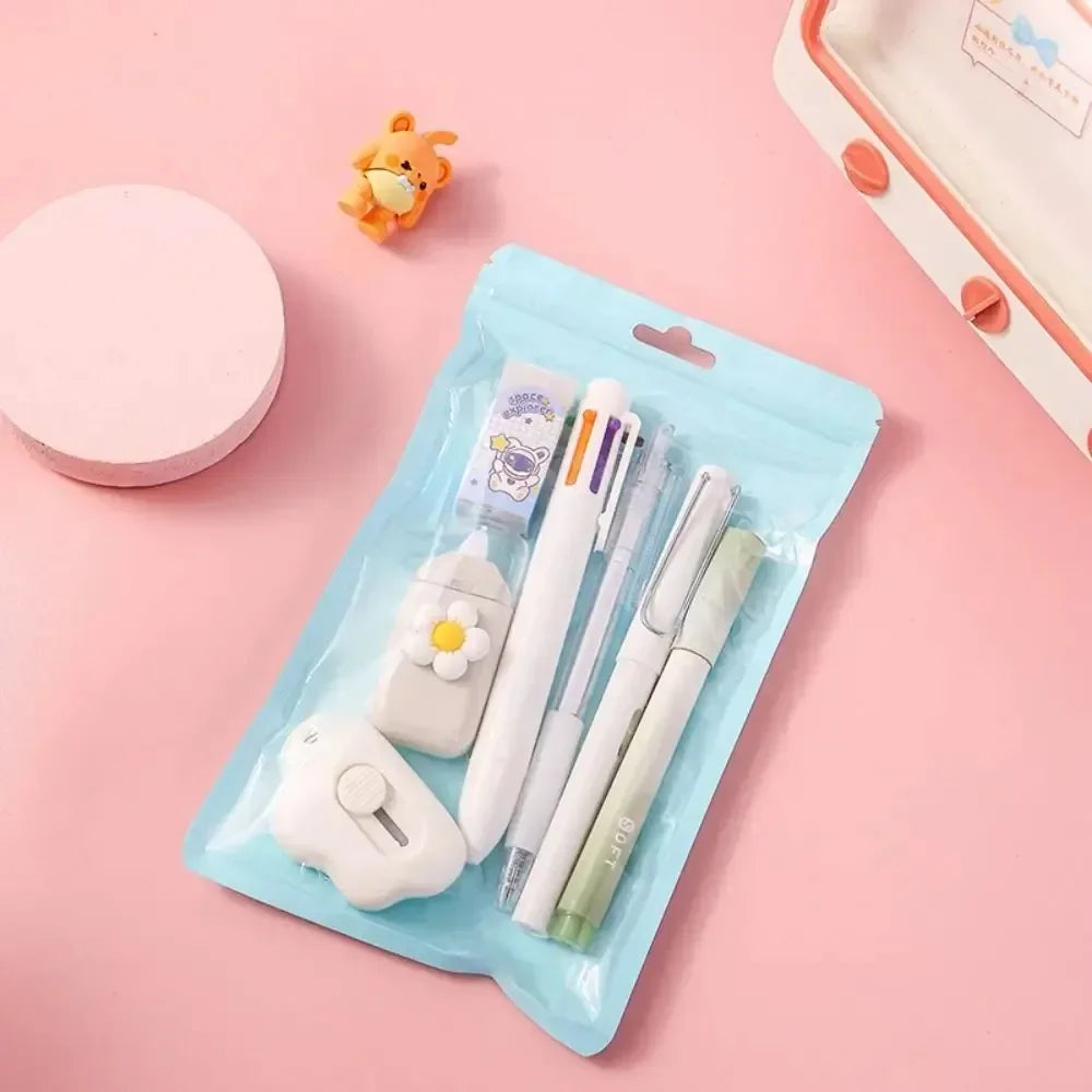 7-in-1 Stationery Set Birthday Present Back to School Gift Pencil Eraser Students Prize School Office Correction Tape Kids
