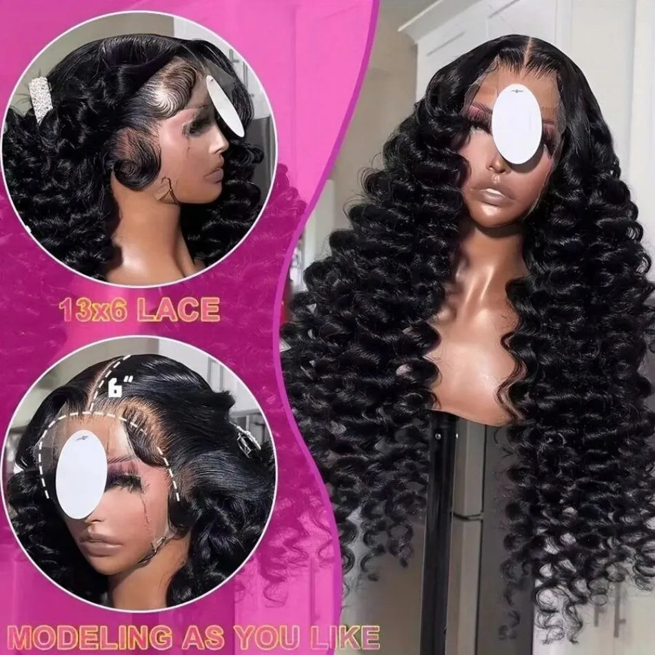 250 Density Curly deep wave 13x6 hd lace front human hair wig 40 Inch Brazilian Body Wave 13x4 Breathable Human Hair Wigs Women Viralgem Store